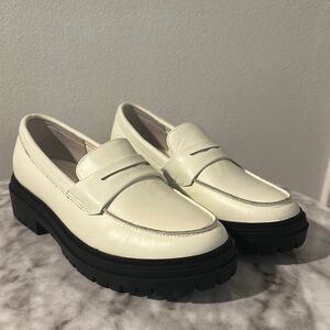 Quince White and Black Platform Loafers